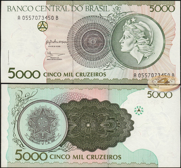 Бразилия. 5000 крузейро (Unc) 1990