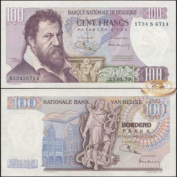 Бельгия. 100 франков (Unc) 1972