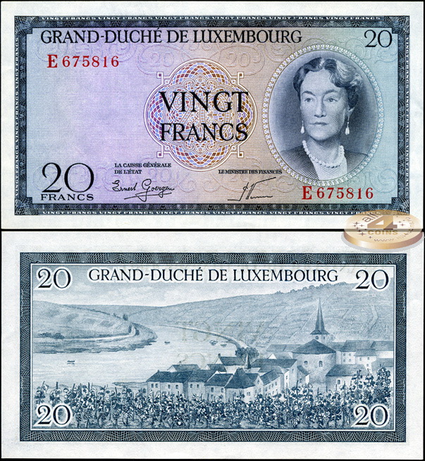 Люксембург. 20 франков (Unc) 1955