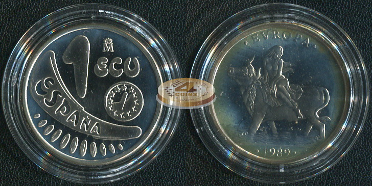 Испания. 1 экю. 1989 (Proof. Серебро)