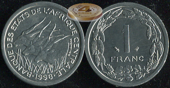 КФА-Центр. 1 франк. 1998 (Unc)