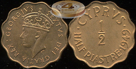 Кипр. 1/2 пиастра. 1949 (Unc)