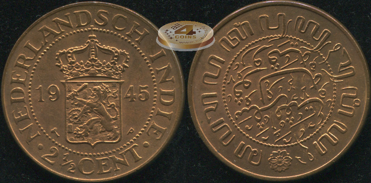 Нидерландская Индия. 2 1/2 цента 1945 (Unc)