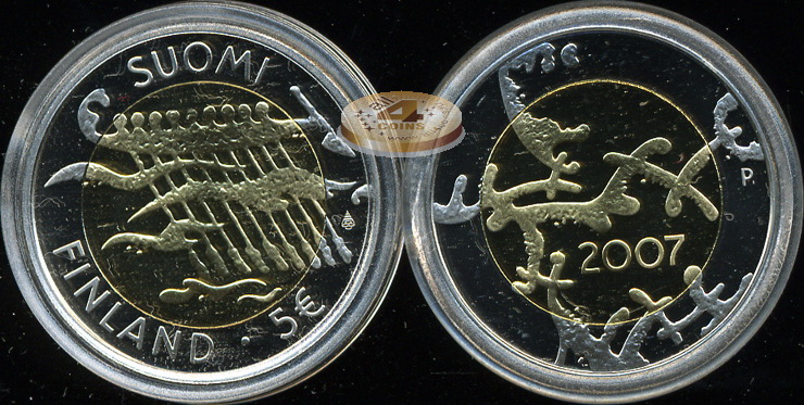 Финляндия. 5 евро. 2007 (Proof. Биметалл)