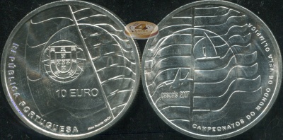 Португалия. 10 евро. 2007 (Unc. Серебро)