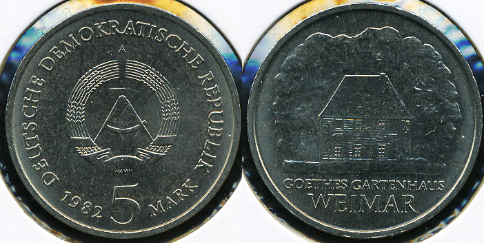 Германия (ГДР). 5 марок. 1982 (Unc)