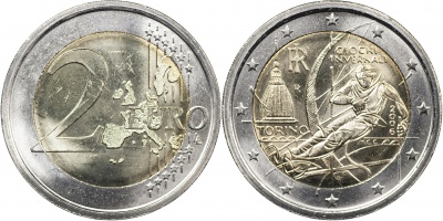 Италия Монета 2 евро. 2006 (Unc. Биметалл) Олимпиада в Турине