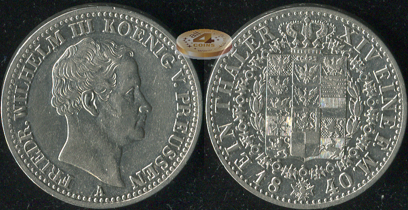 Германия (Пруссия). 1 талер. 1840 (VF+. Серебро)