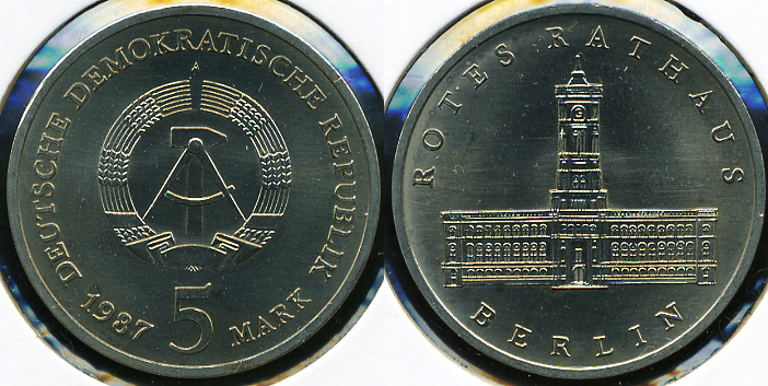 Германия (ГДР). 5 марок. 1987 (Unc)