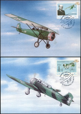 Литва. 1998. 100-лет со дня рождения А. Густайтиса, военного летчика (Серия картмаксимумов. M)