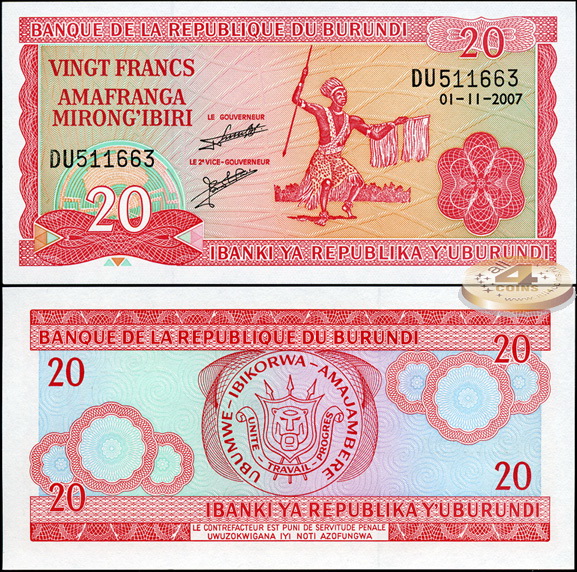Бурунди. 20 франков (Unc) 2007