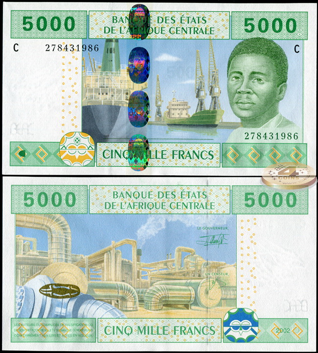 Чад (КФА Центр). 5000 франков (Unc) 2002