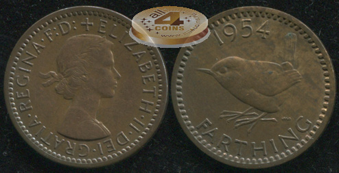 Великобритания. 1 фартинг. 1954 (XF+)