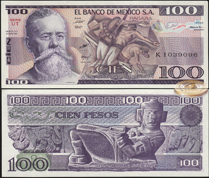 Мексика. 100 песо (Unc) 1982