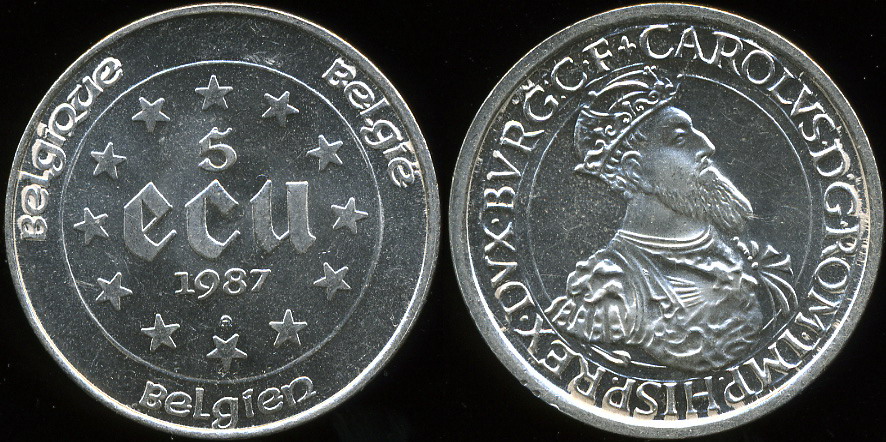 Бельгия. 5 экю. 1987 (Серебро)