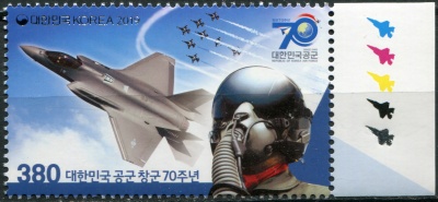 Южная Корея. 2019. 70-летие ВВС Южной Кореи. К-2 (Почтовая марка. MNH OG)
