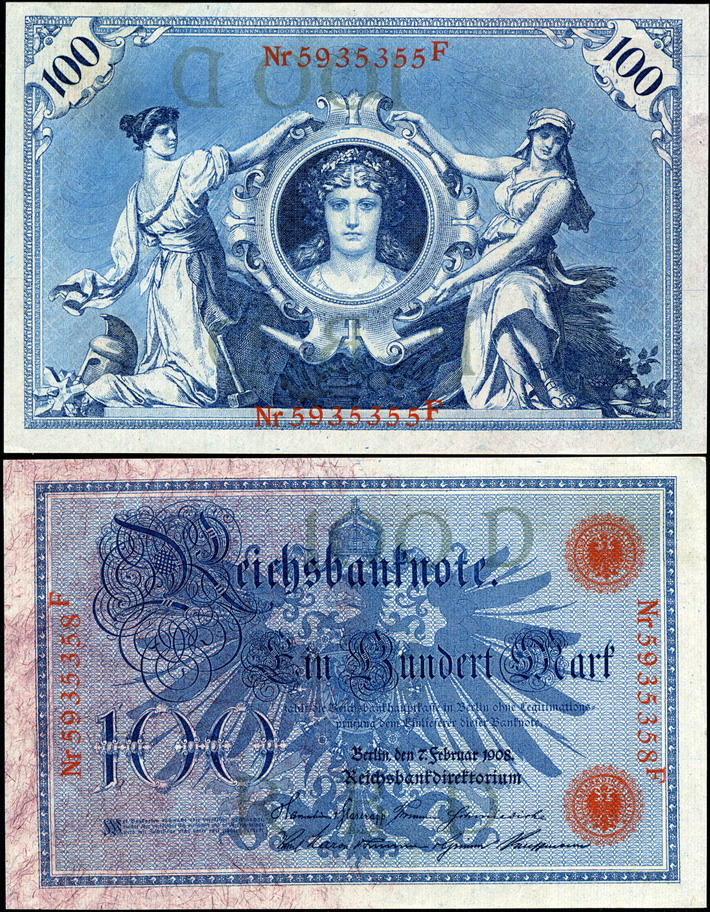 Германия (кайзеррейх). 100 марок (aUnc) 1908