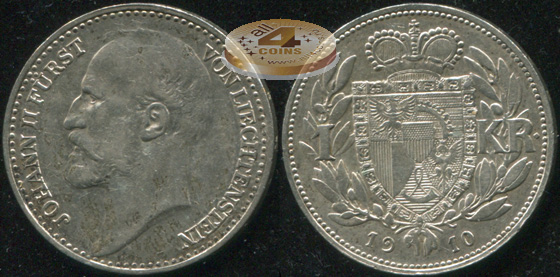 Лихтенштейн. 1 крона. 1910 (aXF+/aUnc. Серебро)