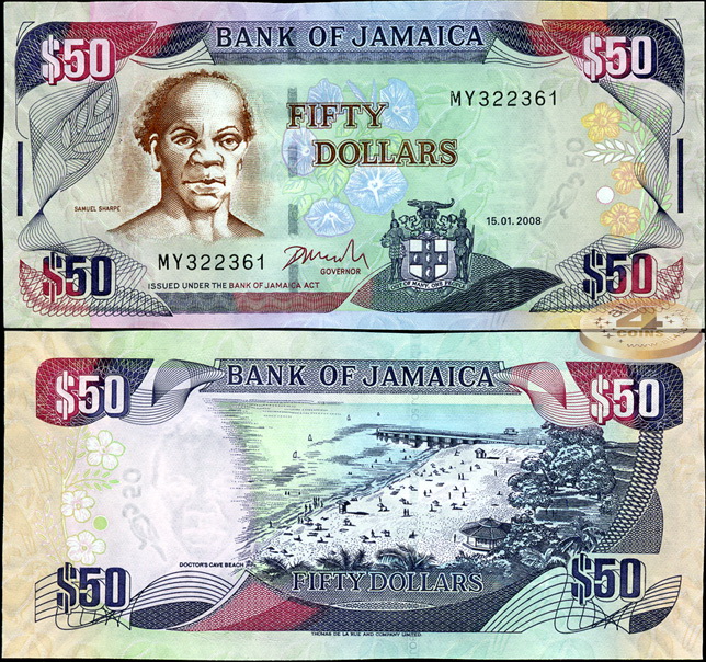 Ямайка. 50 долларов (Unc) 2008