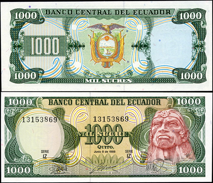 Эквадор. 1000 сукре (Unc) 1988