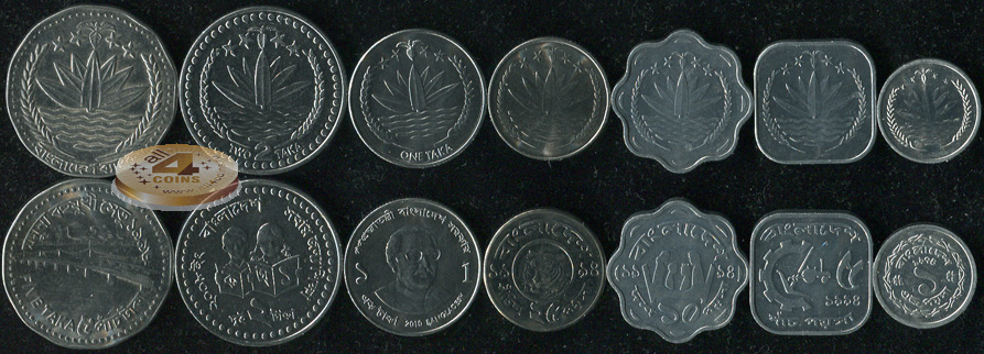 Бангладеш. Набор №6 (7 монет) 1974-2010