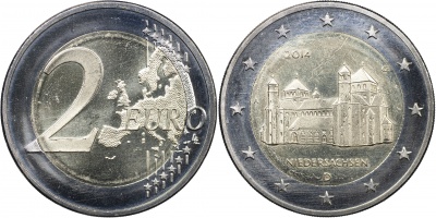 Германия Монета 2 евро. 2014.A (Unc. Биметалл) Федеральные земли. Нижняя Саксония