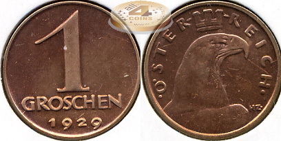 Австрия. 1 грошен. 1929 (Unc)