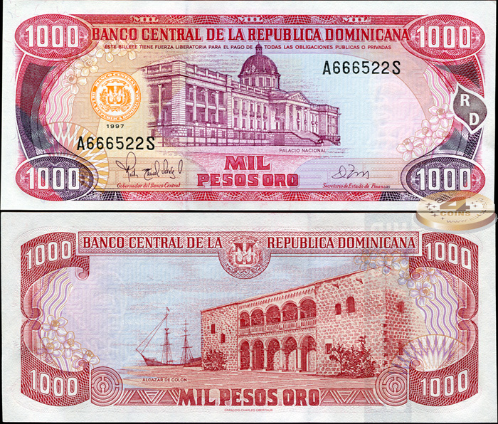 Доминиканская республика. 1000 песо (Unc) 1997