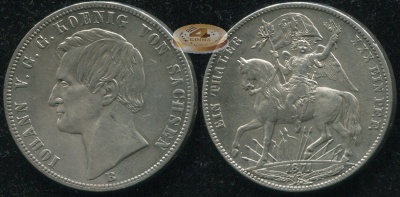 Германия (Саксония). 1 зигесталер. 1871.B (XF/aUnc. Серебро)