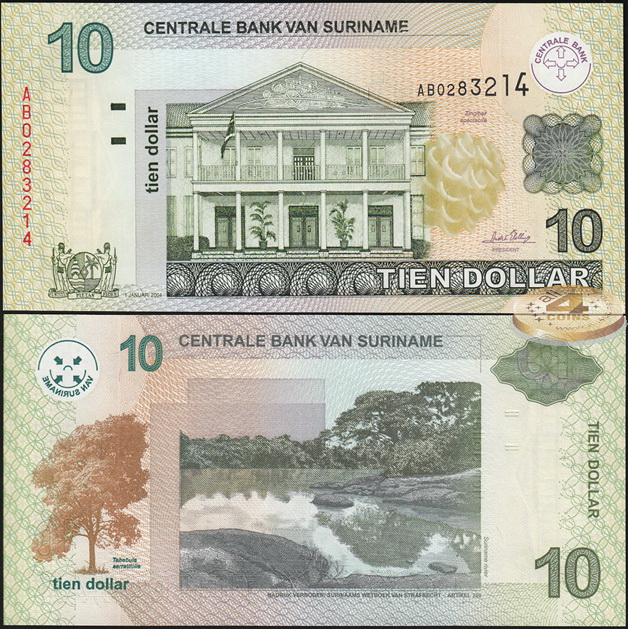 Суринам. 10 долларов (Unc) 2004