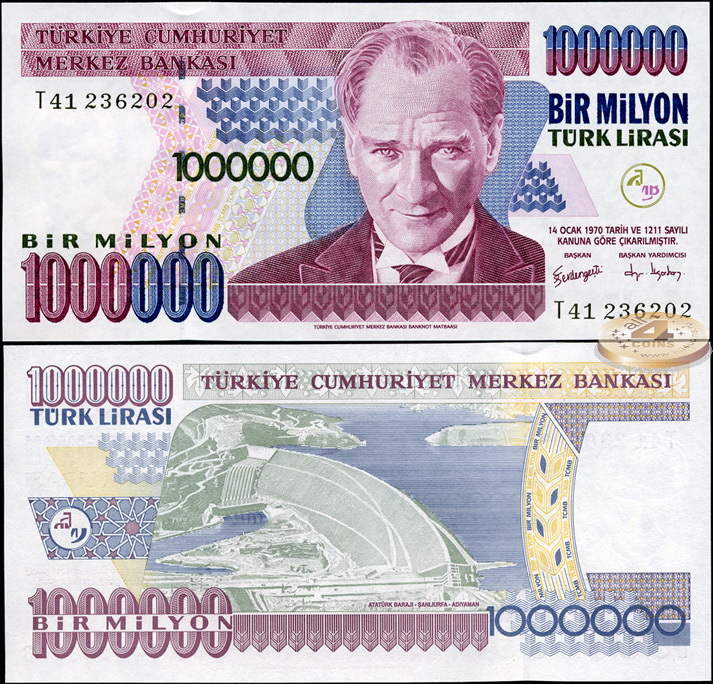 Турция. 1000000 лир (Unc) 2002