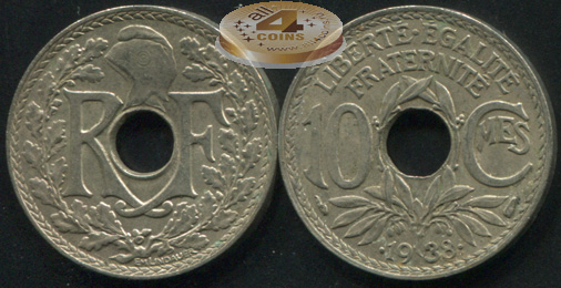 Франция. 10 сантимов. 1938 (aUnc)
