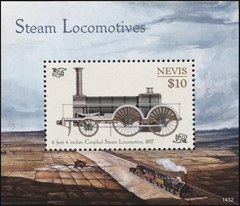 Невис. 2014. Паровозы (Блок. MNH OG)