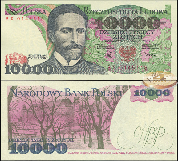 Польша. 10000 злотых (Unc) 1988
