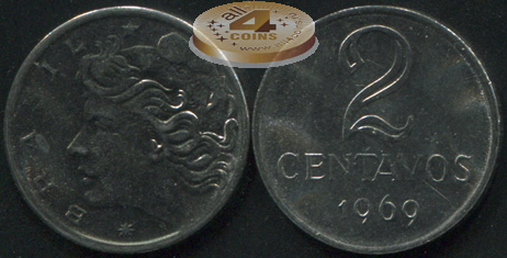 Бразилия. 2 центаво. 1969 (Unc)