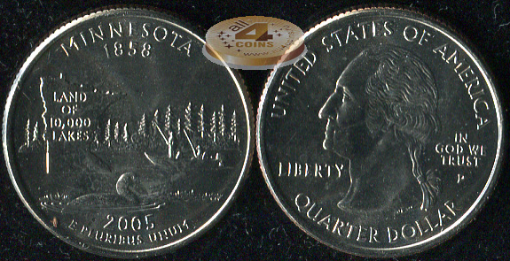 США. Квотер (25 центов). 2005.P (Unc) Миннесота