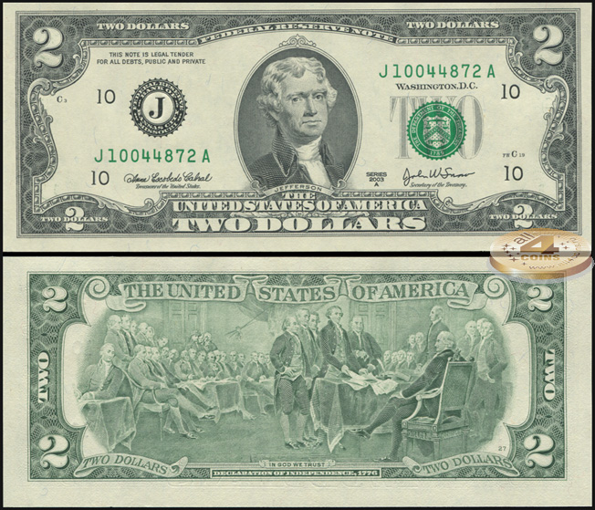 США. 2 доллара (Unc) 2003A.J