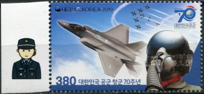 Южная Корея. 2019. 70-летие ВВС Южной Кореи. К-1 (Почтовая марка. MNH OG)