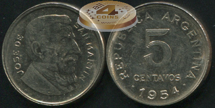 Аргентина. 5 центаво. 1954 (XF)