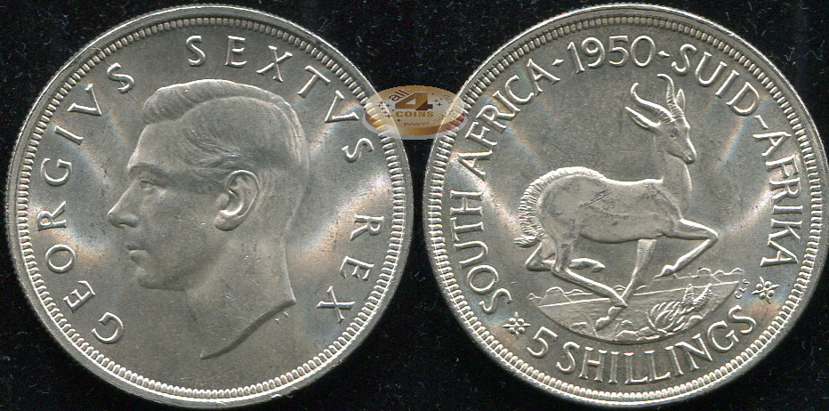 ЮАР. 5 шиллингов. 1950 (Unc. Серебро)