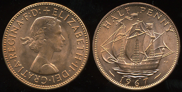 Великобритания. 1/2 пенни. 1967