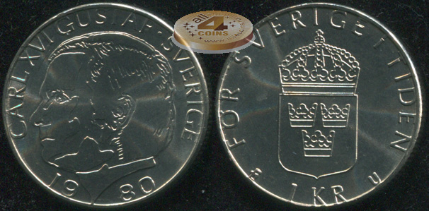 Швеция. 1 крона. 1980 (Unc)