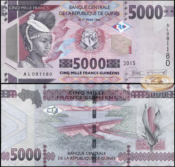 Гвинея. 5000 франков (Unc) 2015