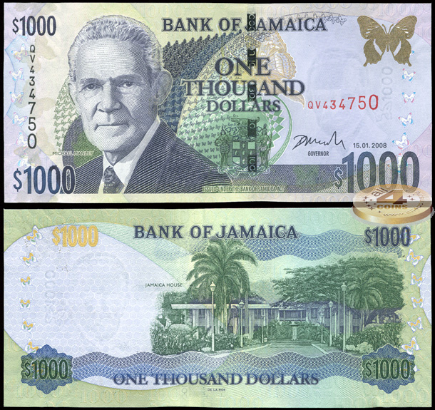 Ямайка. 1000 долларов (Unc) 2008