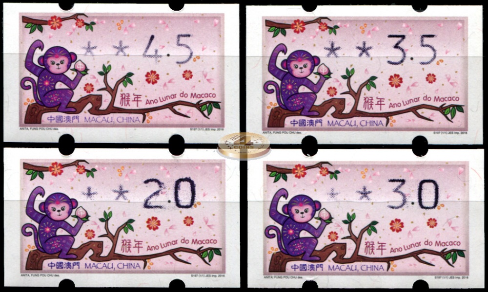Макао. 2016. Год Обезьяны (Серия. MNH OG)