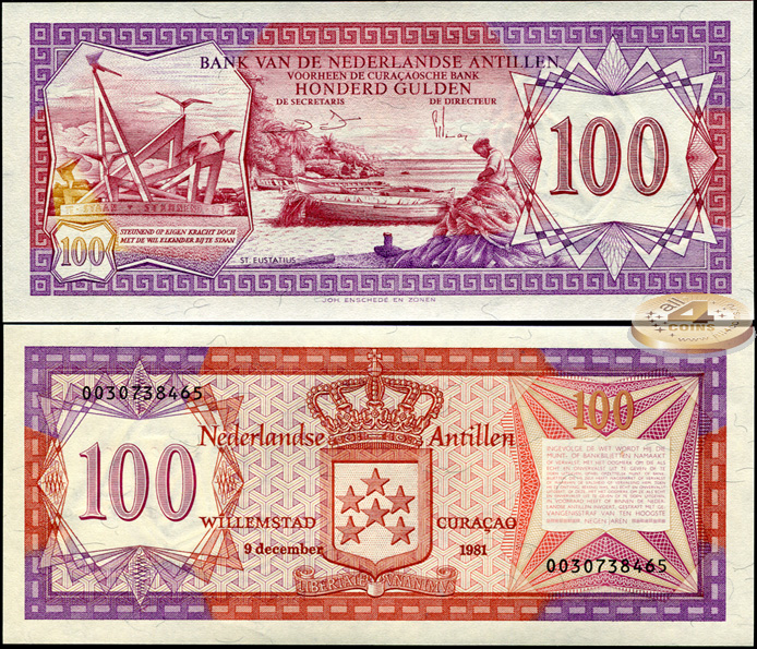 Нидерландские Антильские о-ва. 100 гульденов (Unc) 1981