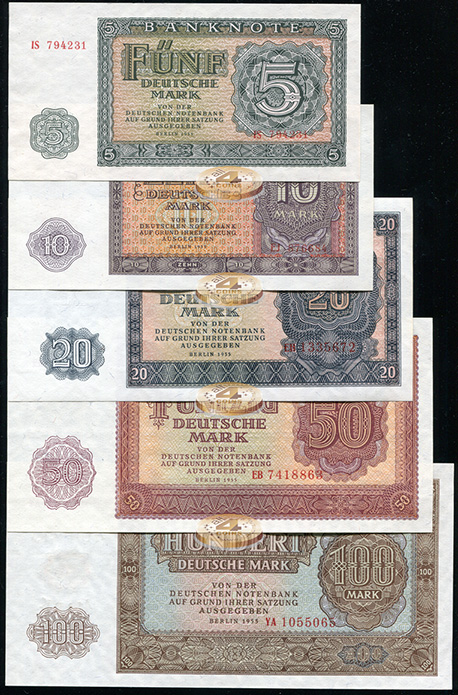 Германия [ГДР]. Набор №3 (Unc. 5 банкнот) 1955