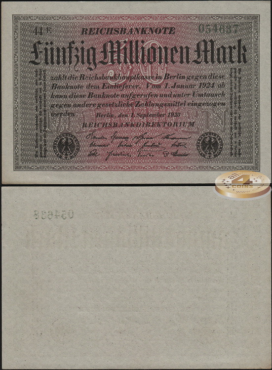 Германия (Веймарская респ.). 50000000 марок (Unc) 1923