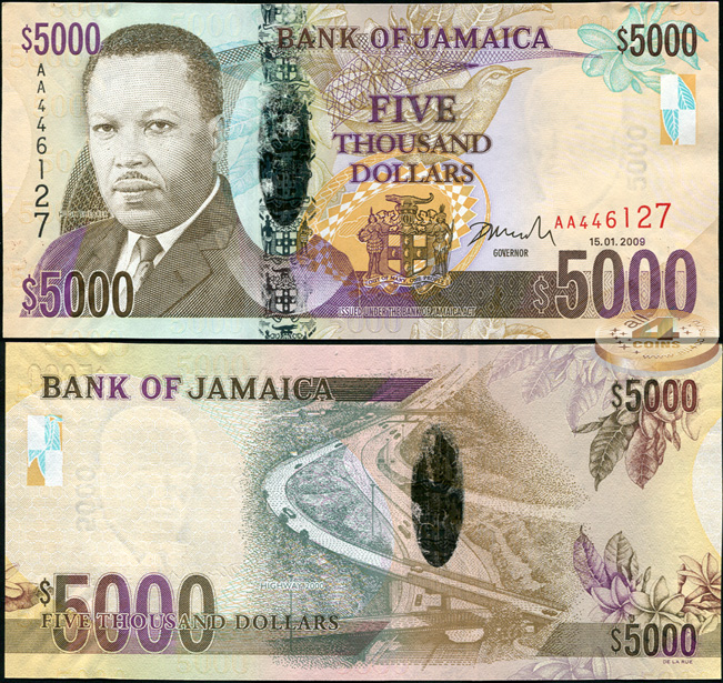 Ямайка. 5000 долларов (Unc) 2009