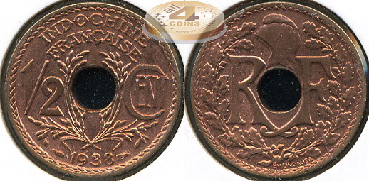 Французский Индокитай. 1/2 цента. 1938 (aXF)